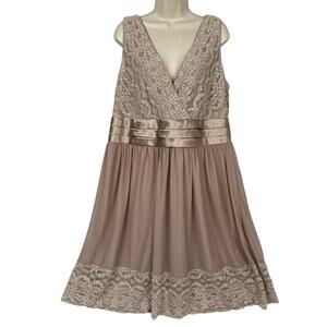 R&M Richards Dress Women 18W Dusty Pink Sequin Lace Satin Retro Glam Hoco Formal